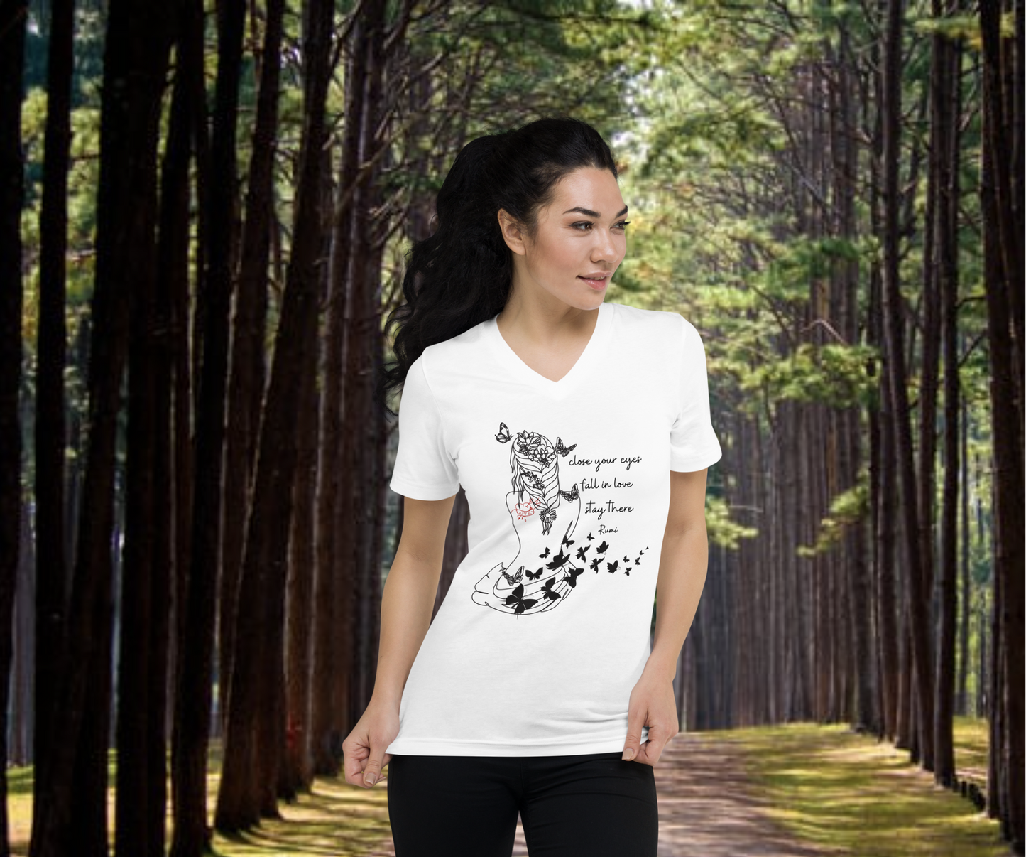 Rumi Love and Butterflies Unisex Short Sleeve V-Neck T-Shirt