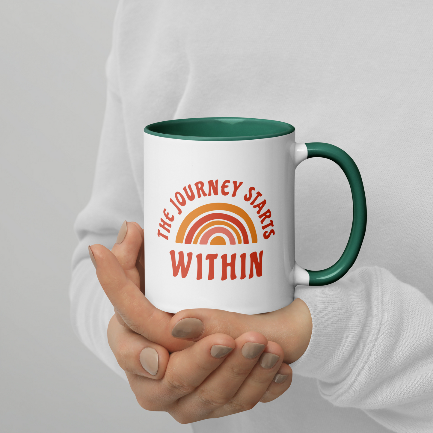 Inspirational The Journey Starts Within Mug with Color Inside