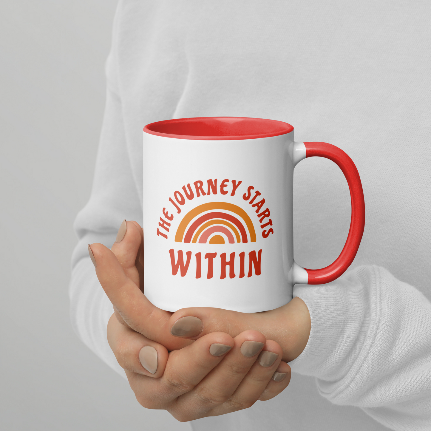 Inspirational The Journey Starts Within Mug with Color Inside